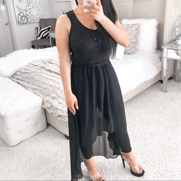 Bebe knitted high low tunic mesh chiffon - Picture 3 of 12